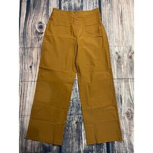 NWT Women's High Waist Wide Leg Pants Brown‎ Size Large Casual Button Front